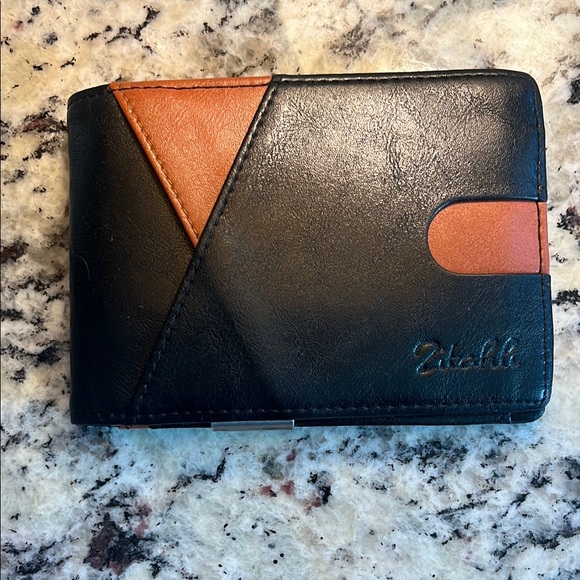 zitchle Other - Black and Brown Bifold Wallet with Geometric Design